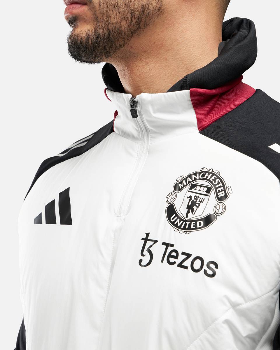 Haut Manchester United 2024/2025 cagoule intégrée - Blanc/Noir/Rouge