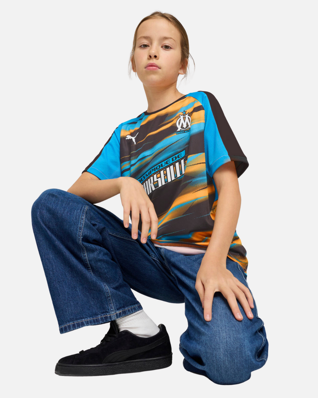 Maillot OM Faster 2024/2025 Junior - Orange/Bleu/Noir