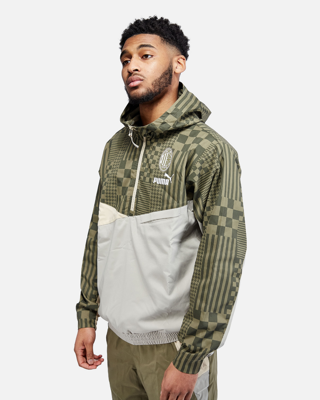 Sweat à capuche Milan AC - Kaki/Gris