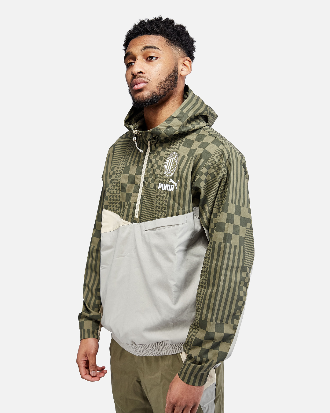 Sweat à capuche Milan AC - Kaki/Gris